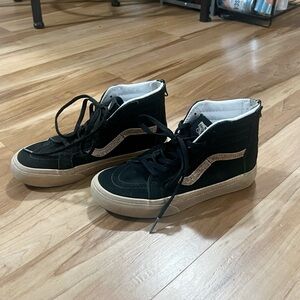 Vans Black and Gold Suede High Top Sneakers